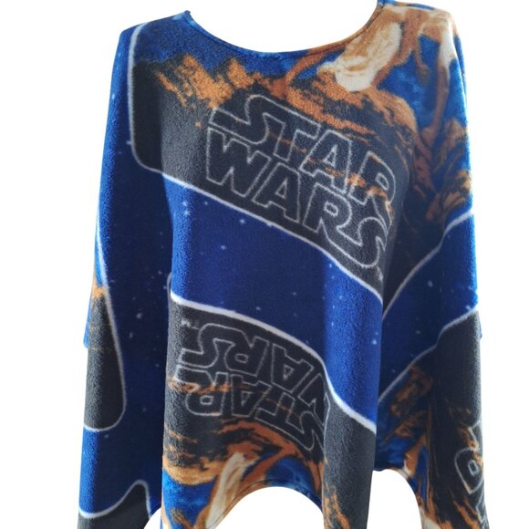 Handmade Original Star Wars Fleece Poncho Blue Orange Lightweight - Picture 11 of 11